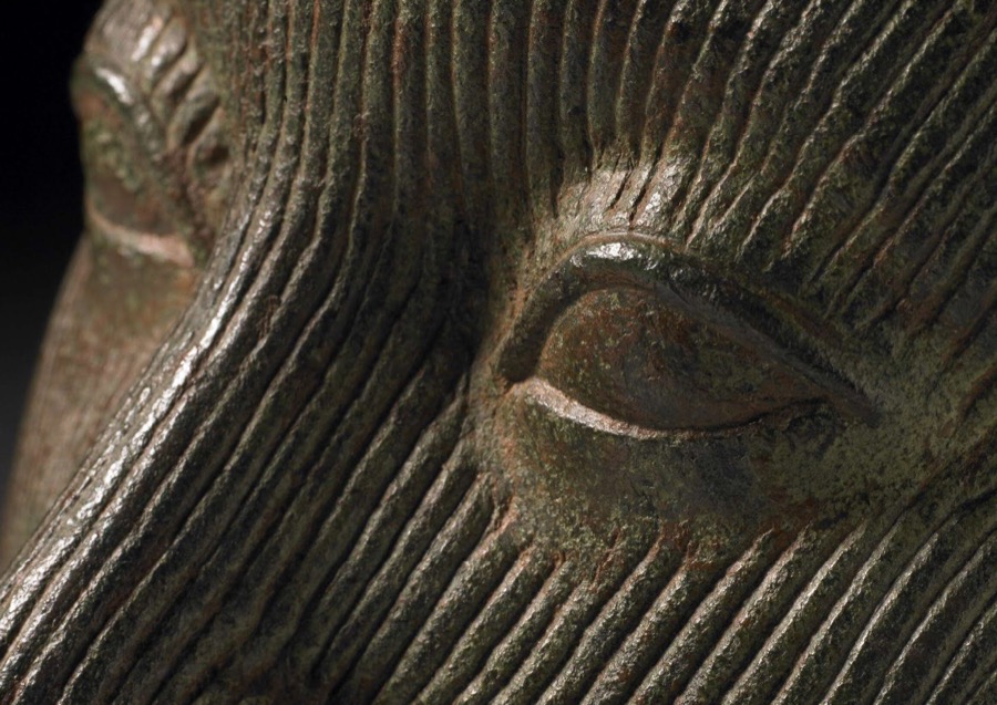 Terracotta head from Ife, Nigeria, showing naturalistic modelling and elaborate hairstyle, 12th-14th century