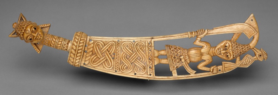 Udàmalóre (ceremonial sword), 17th–18th century, ivory with wood or coconut shell inlay, from Ijebu-Owo, Ondo State, Nigeria